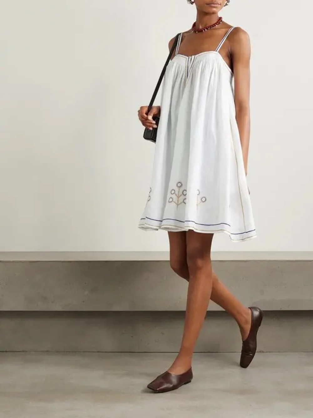 NWT Thierry Colson Zenobia Pintucked Embroidered Mini Dress size XS